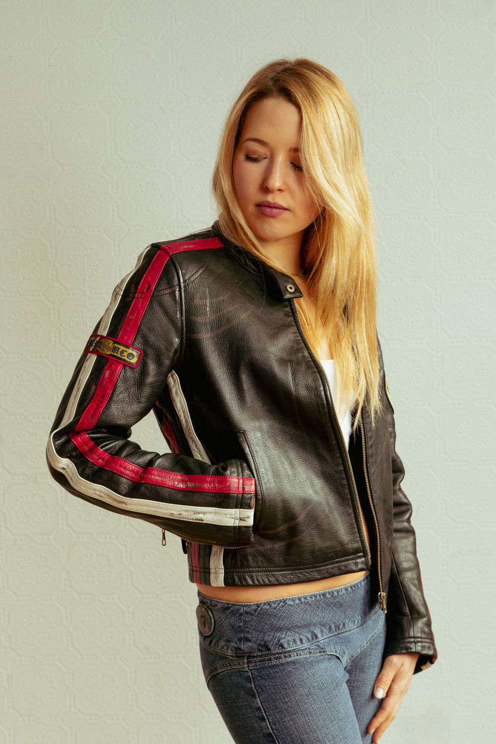 Vintage Y2K Black Leather Motorcycle Jacket