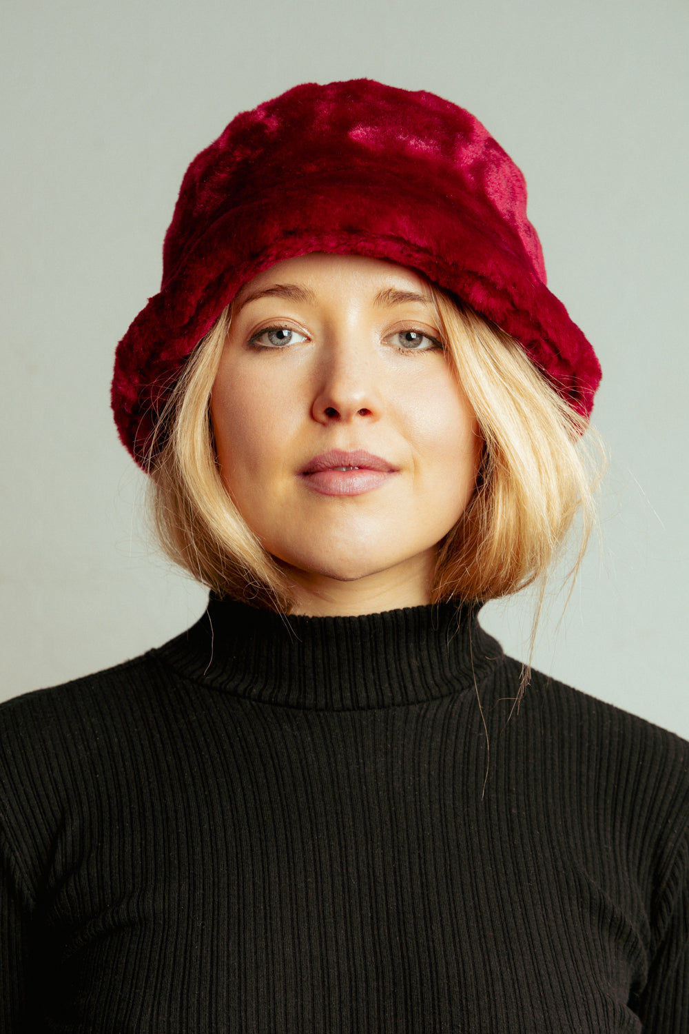 Cherry Red Furry Winter Hat
