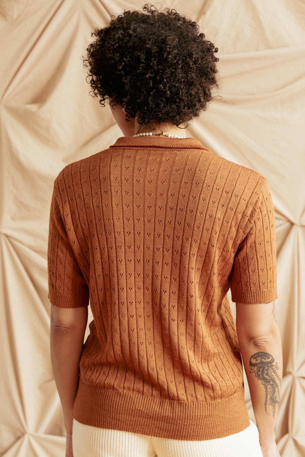 Vintage Knit Short-Sleeve Cardigan