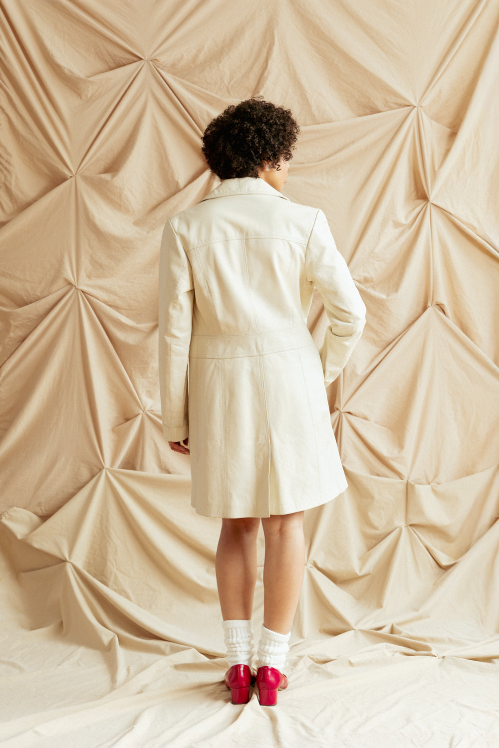 Vintage White Leather Jacket