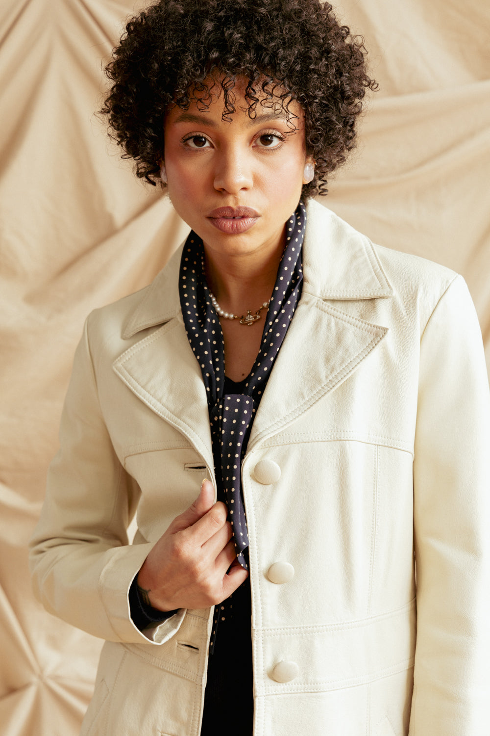 Vintage White Leather Jacket