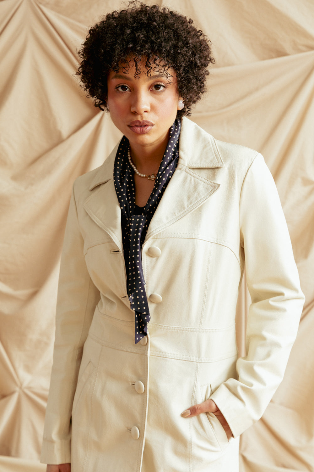 Vintage White Leather Jacket