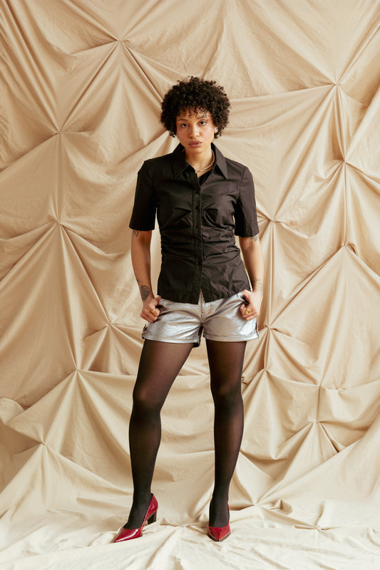 Diane Von Furstenberg Black Ruched Shirt