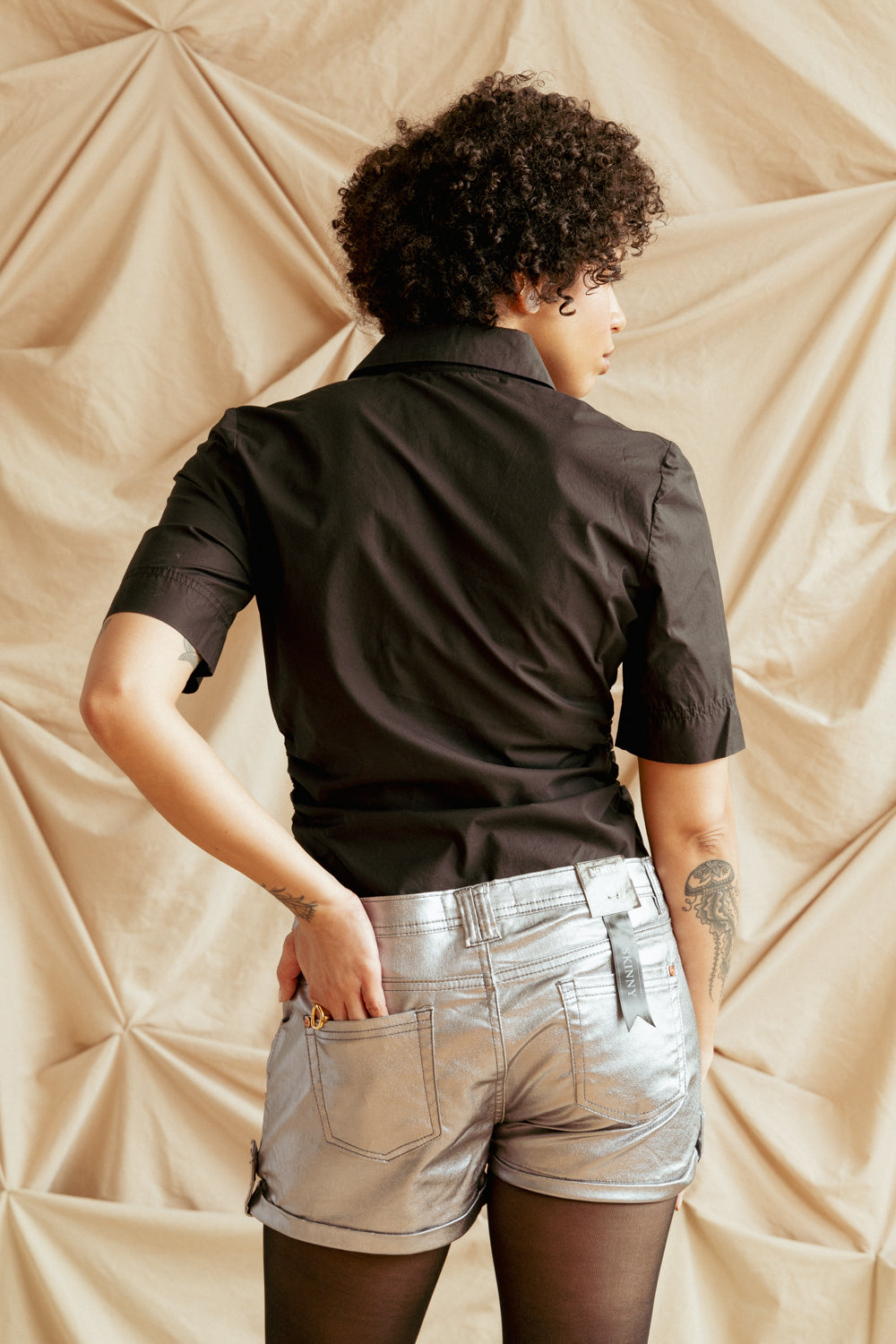 Diane Von Furstenberg Black Ruched Shirt