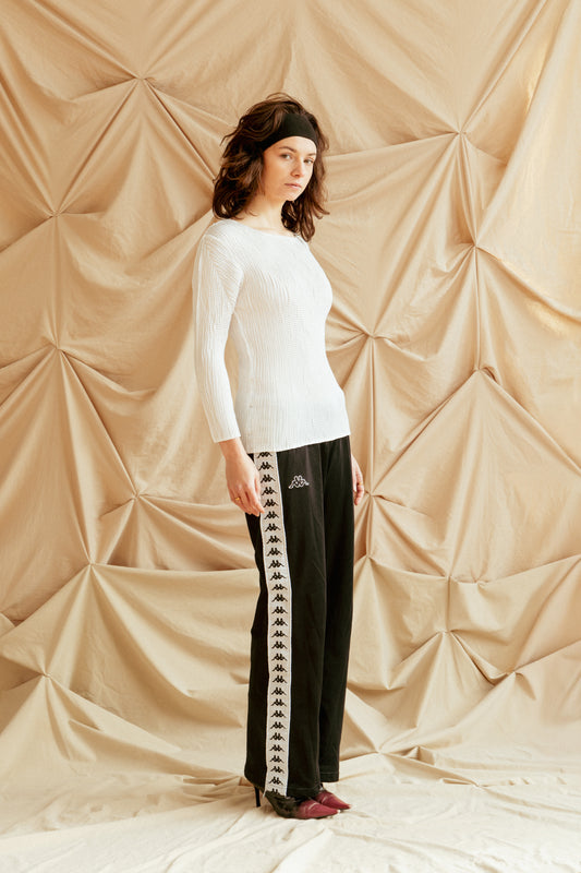 Black and White Kappa Track Pants