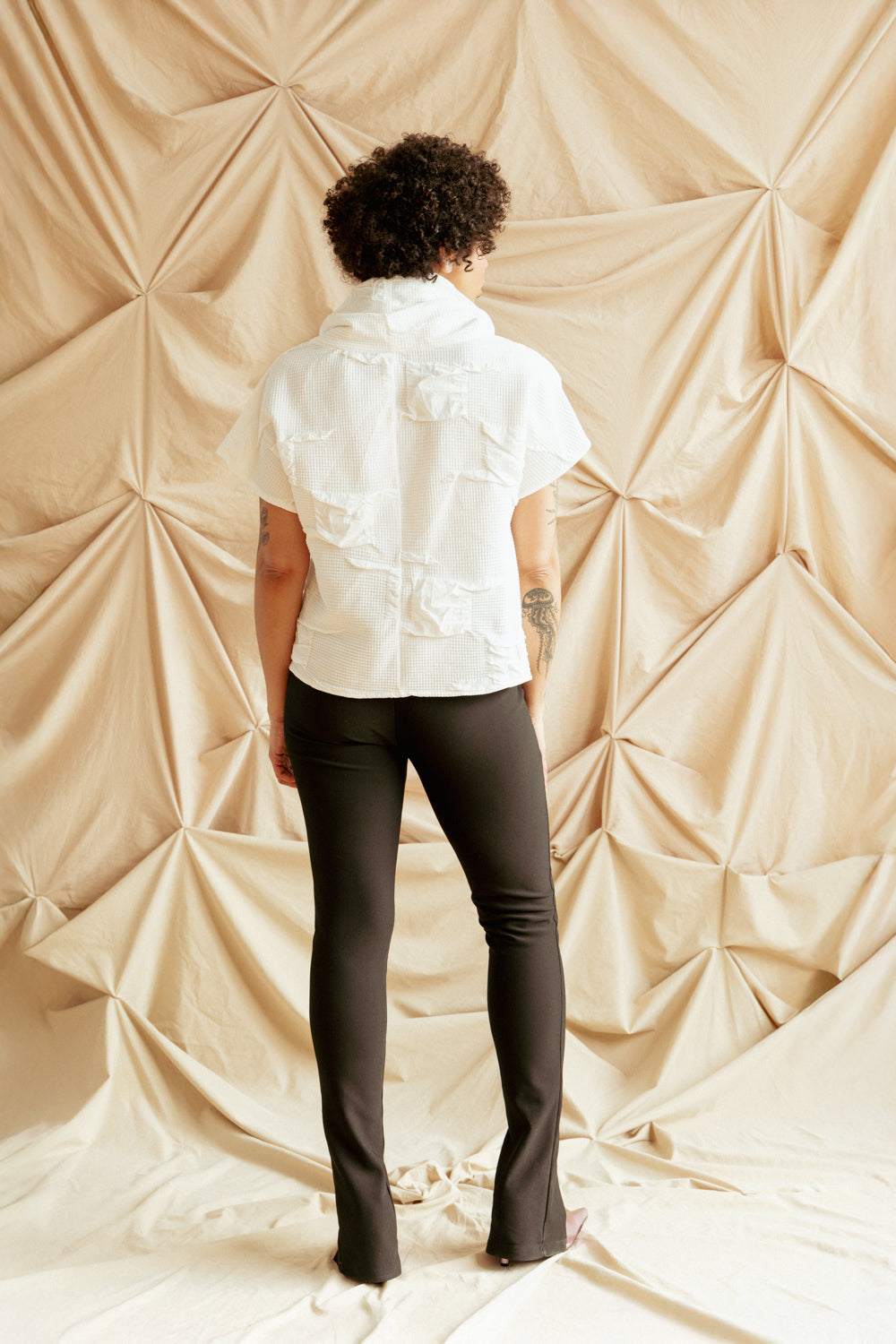 90’s Vintage Lightweight White Top with Unique Turtleneck