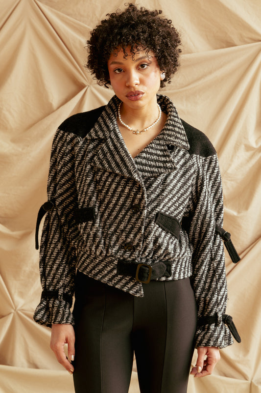 Vintage 80s Wool Jacket with Ties