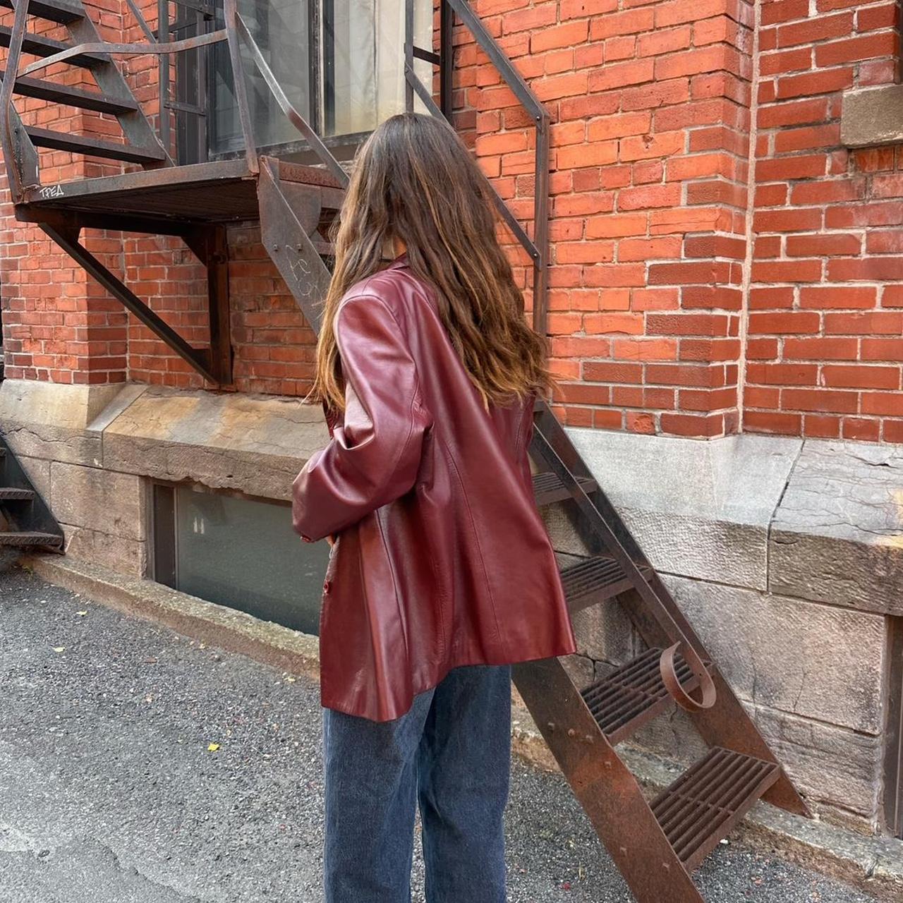 Vintage 2000's deep red leather jacket