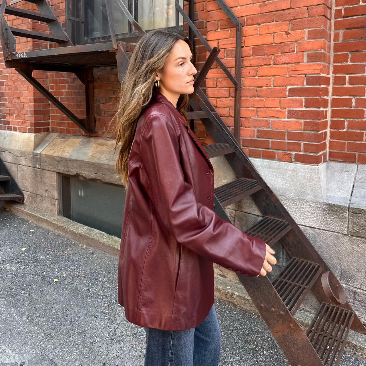 Vintage 2000's deep red leather jacket
