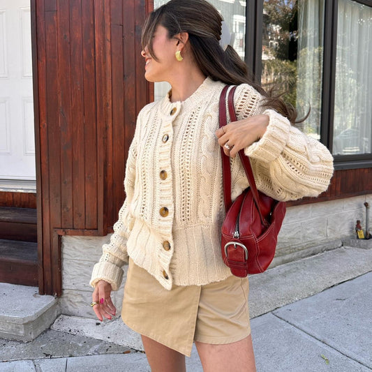Vintage 90's cherry red leather shoulder bag