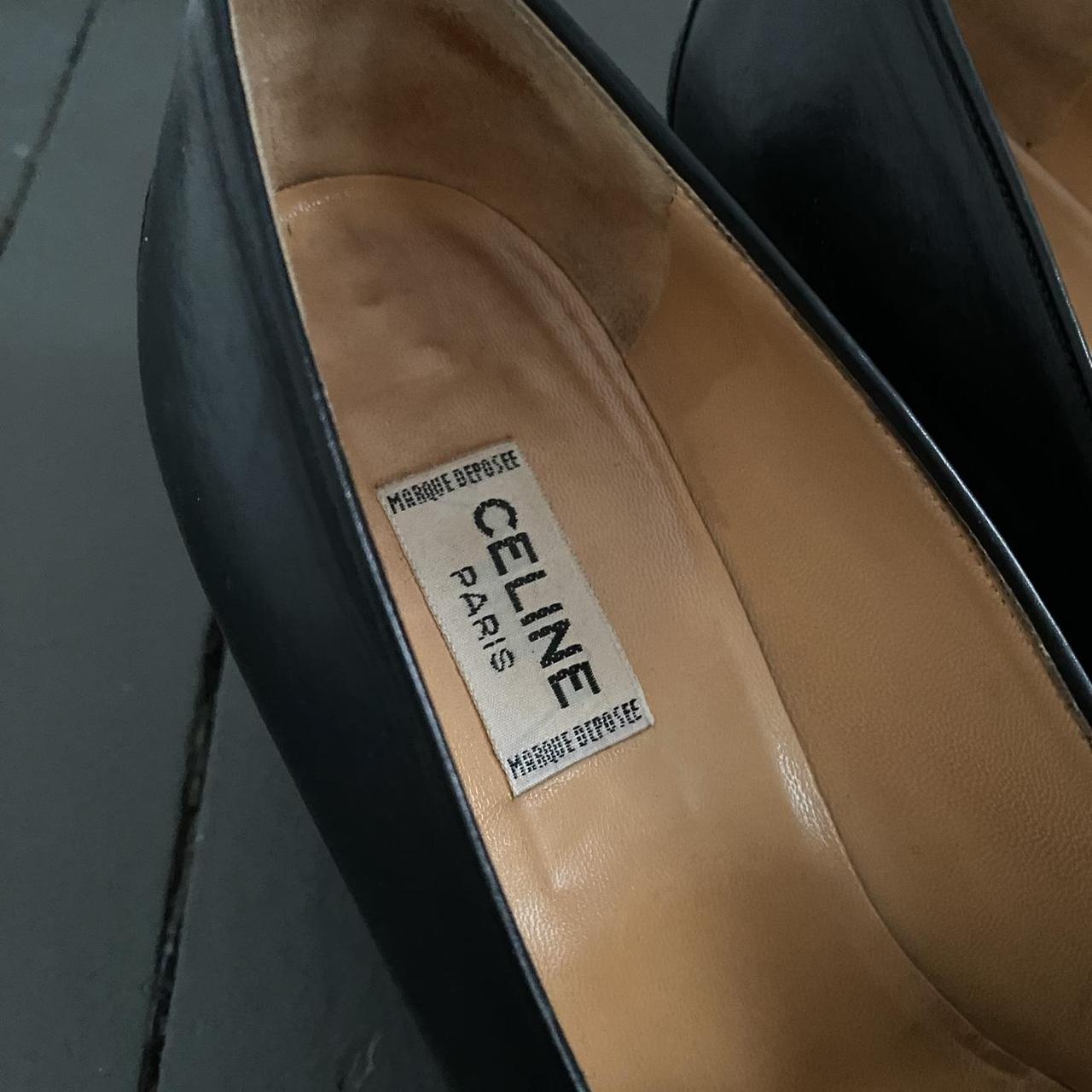 Vintage Celine black leather loafer heels