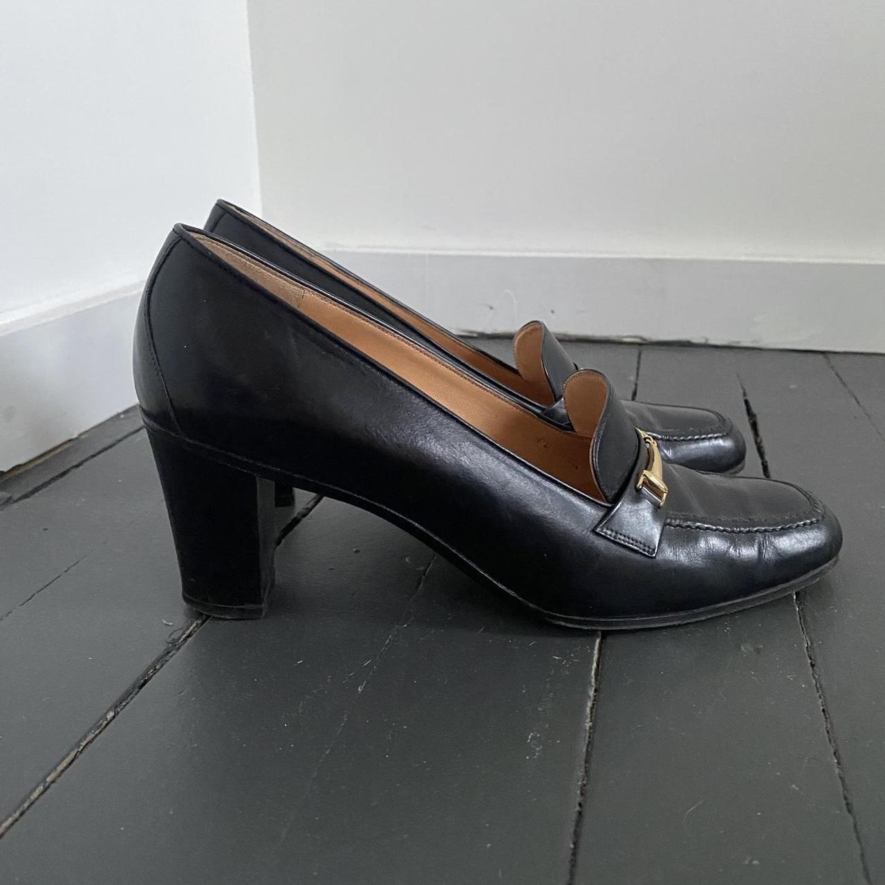 Vintage Celine black leather loafer heels