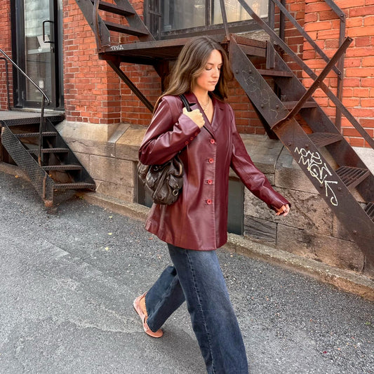 Vintage 2000's deep red leather jacket