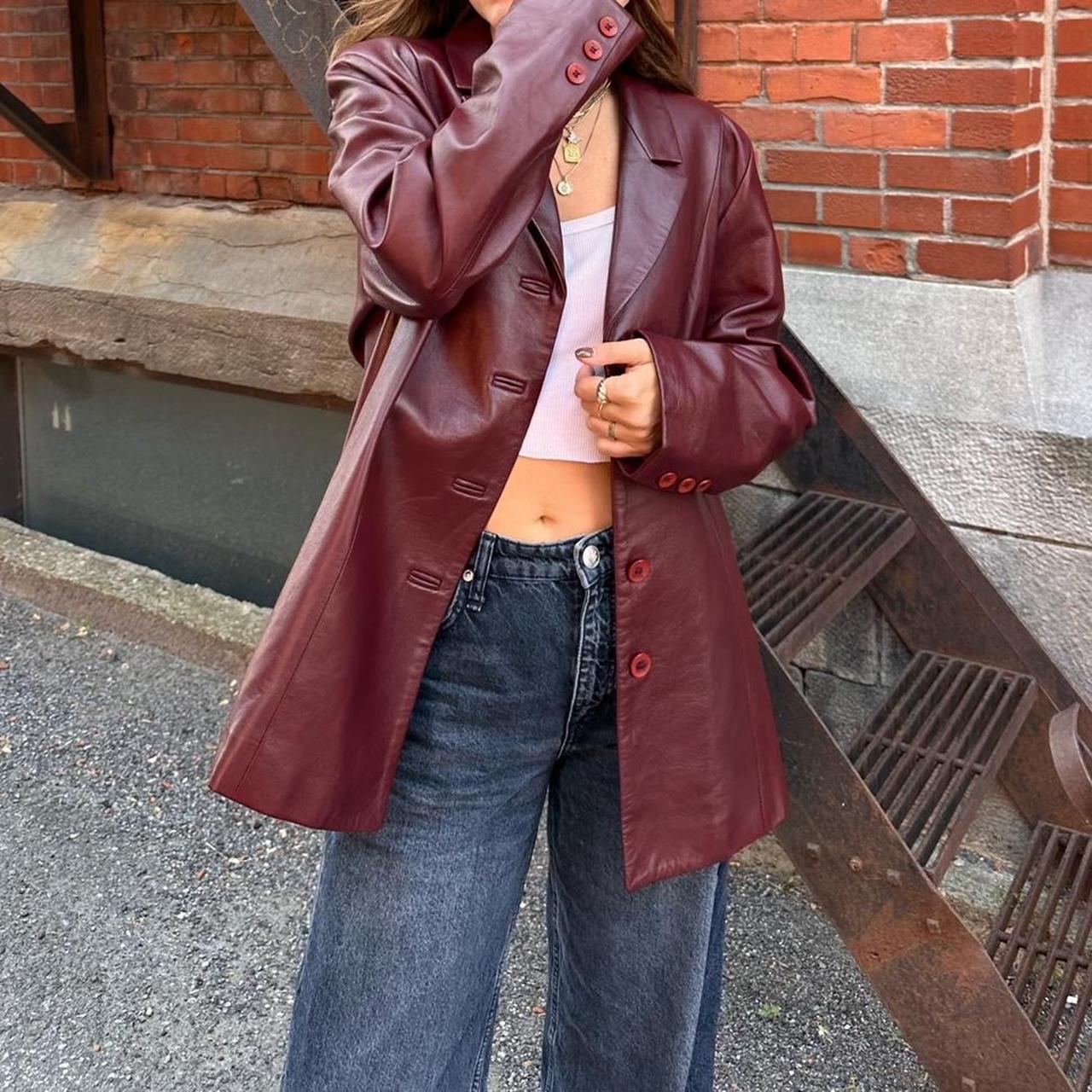 Vintage 2000's deep red leather jacket