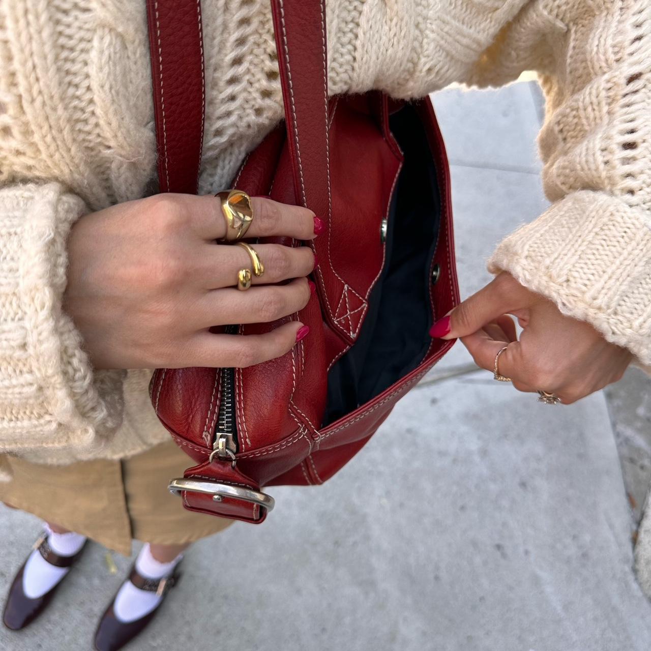 Vintage 90's cherry red leather shoulder bag