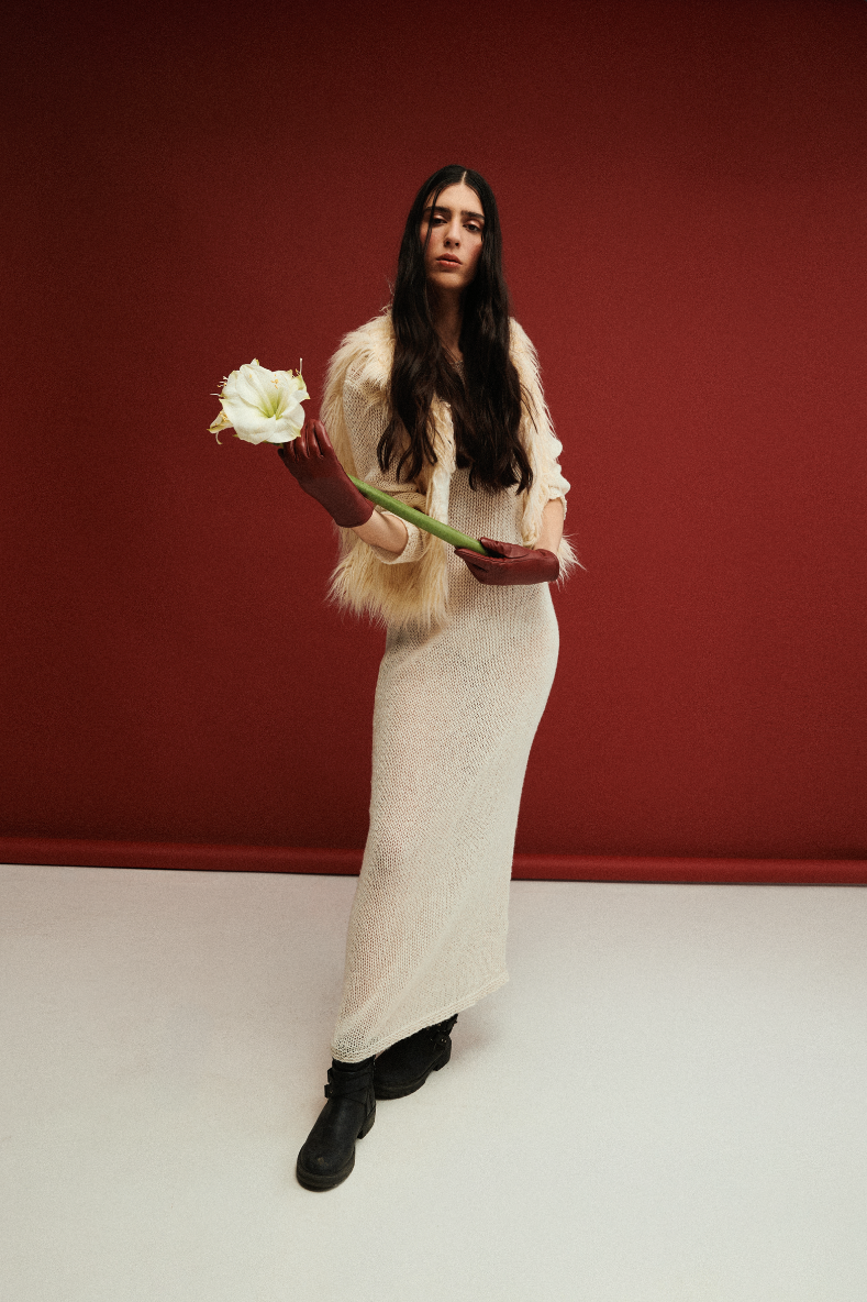 Vintage White Knit Maxi Dress