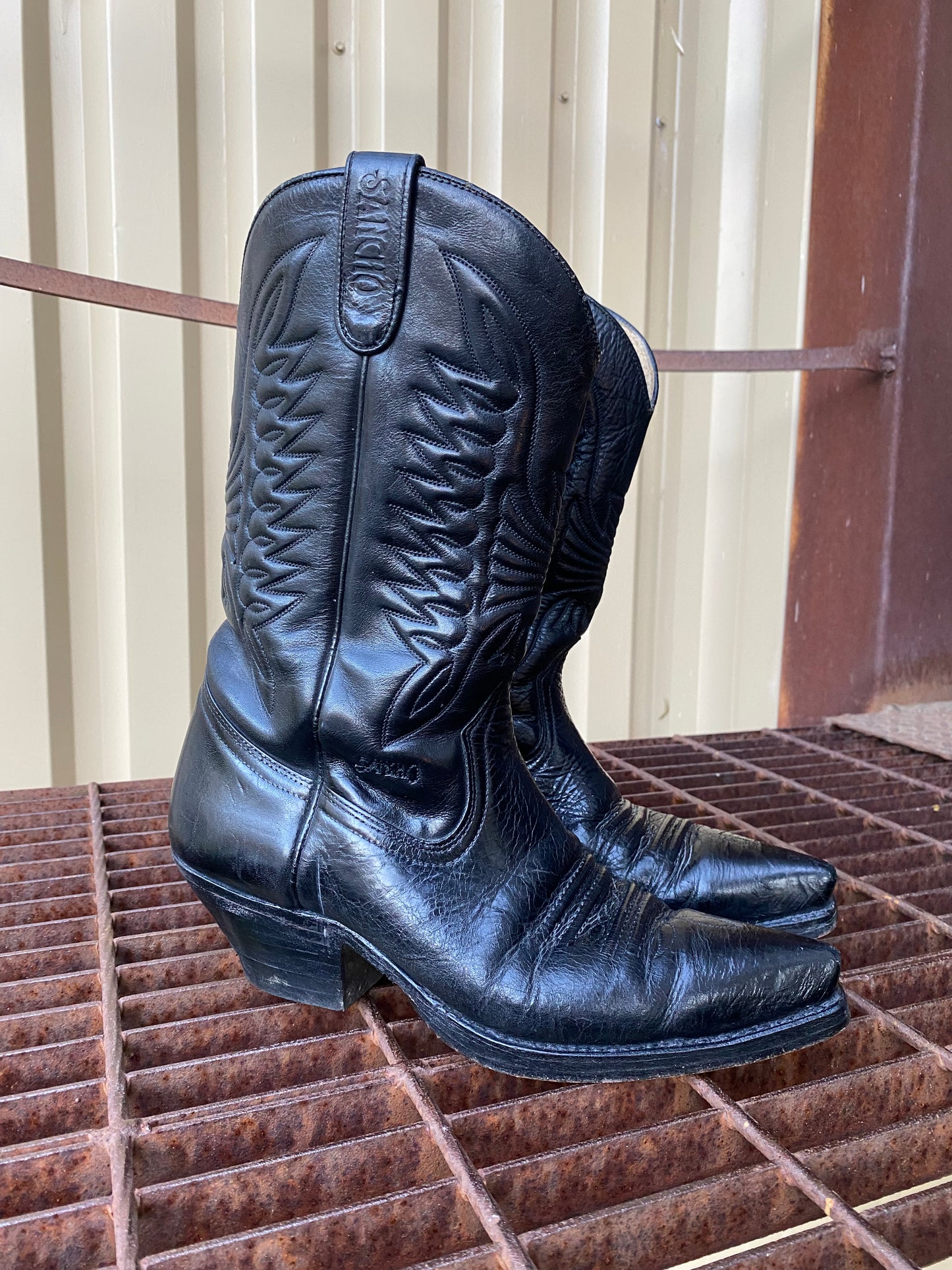1970s Vintage Black Leather Cowboy Boots – Made in Spain