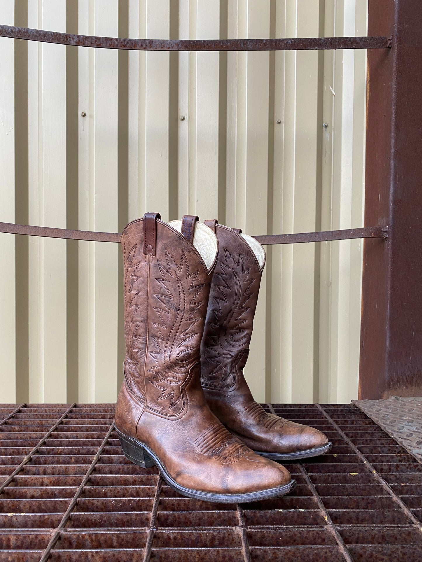 Vintage brown leather cowboy boots