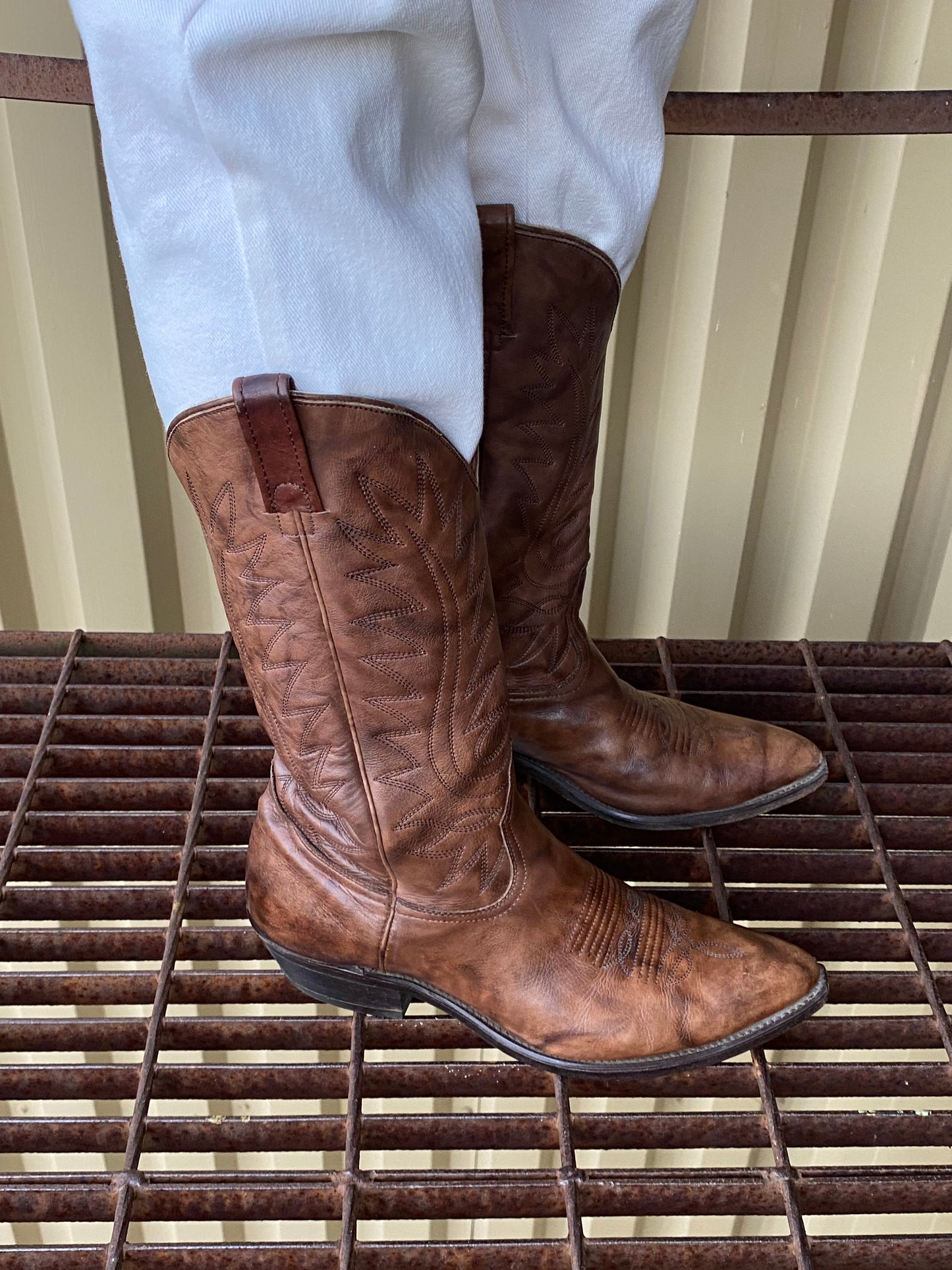 Vintage brown leather cowboy boots
