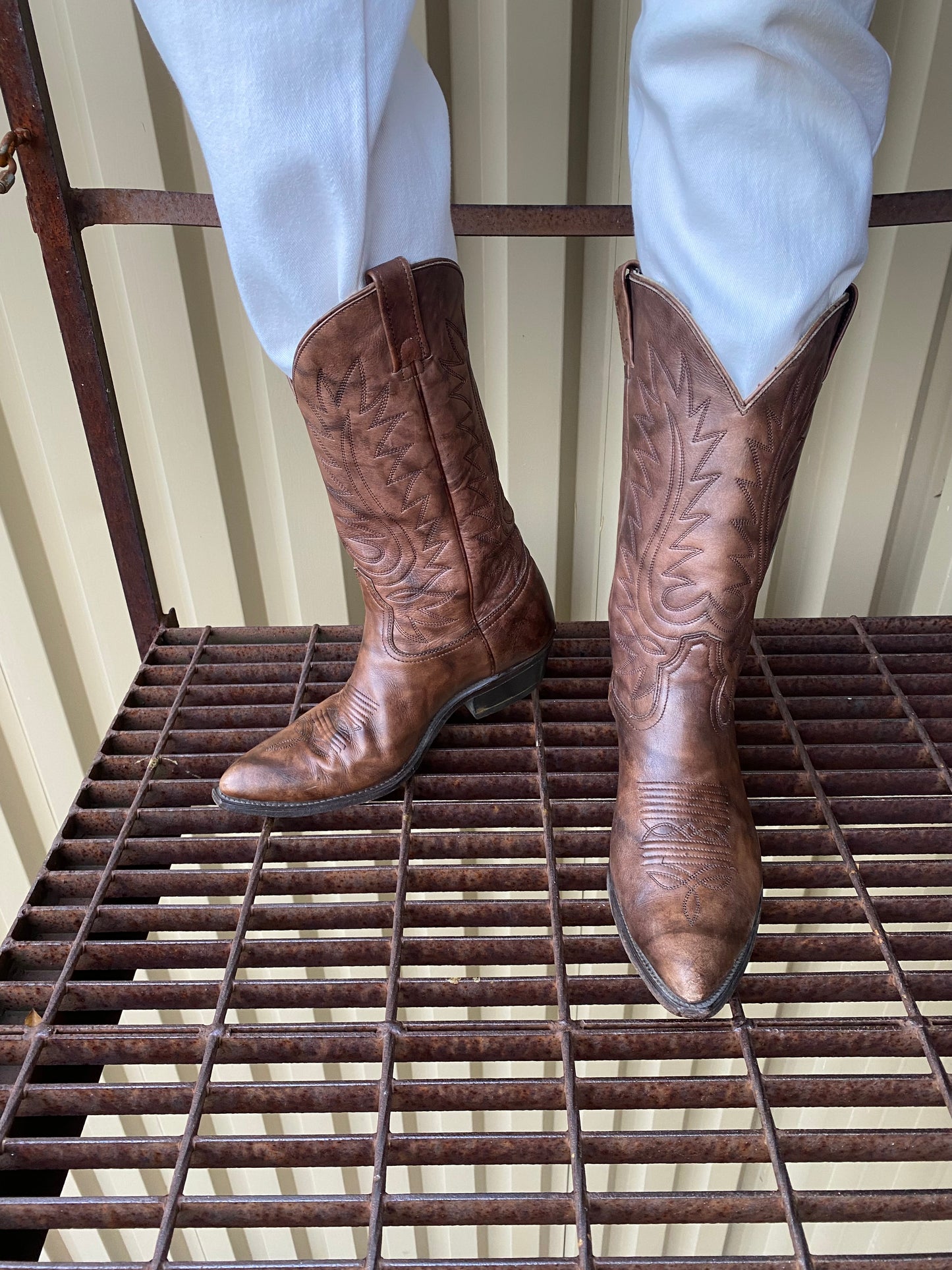 Vintage brown leather cowboy boots