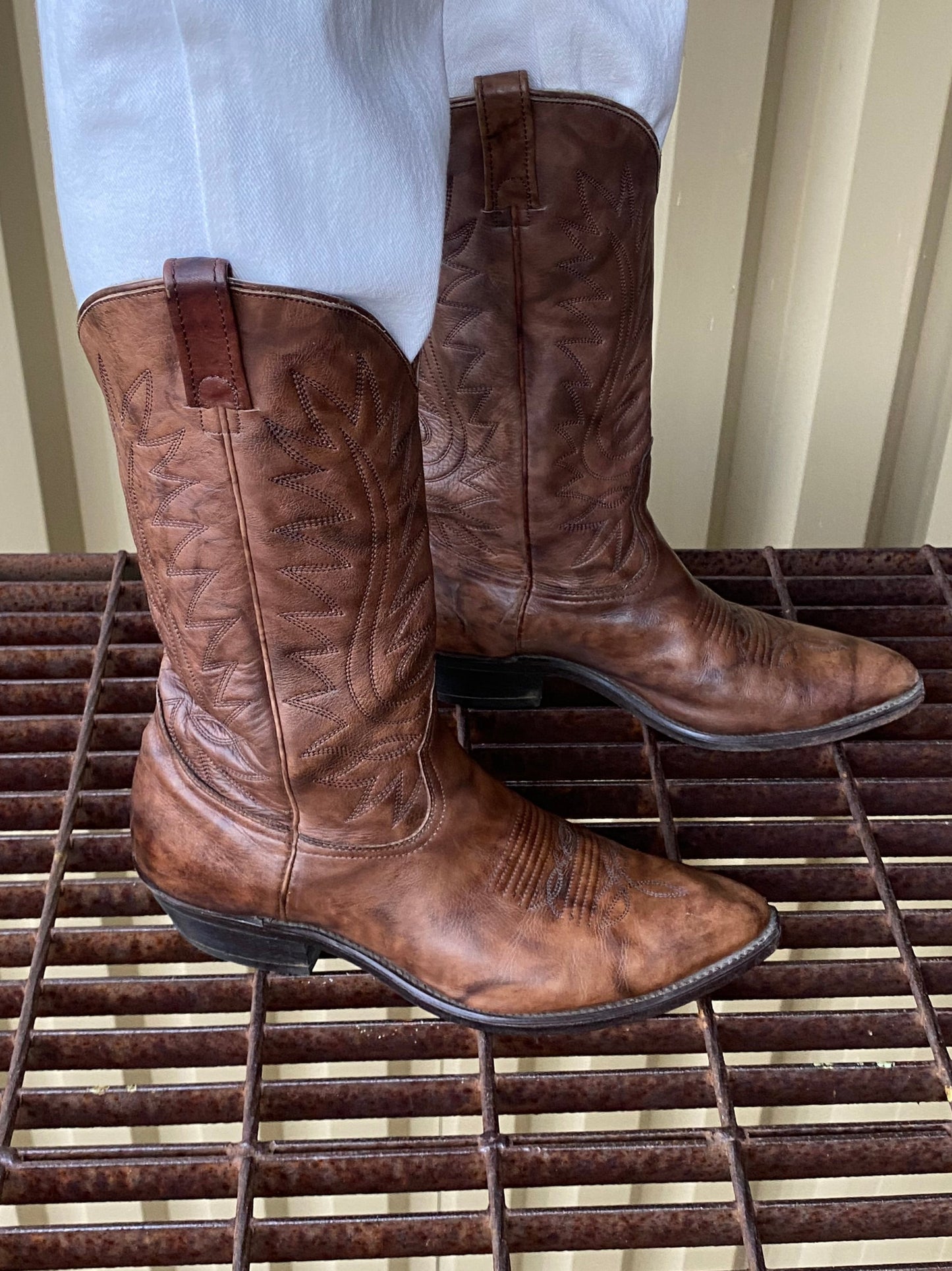 Vintage brown leather cowboy boots
