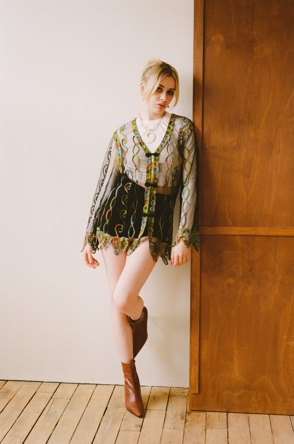 Vintage Sheer Embroidered Cardigan