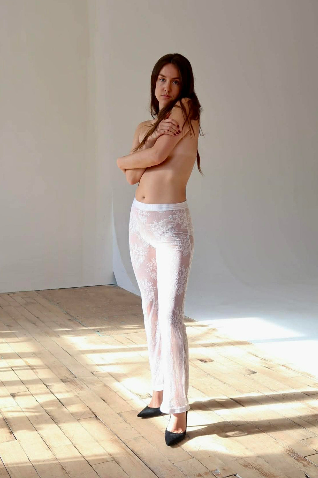 Vintage White Lace Flare Pants