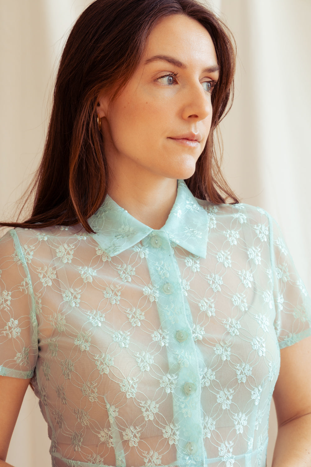 Vintage 70’s Baby Blue Sheer Mini Dress