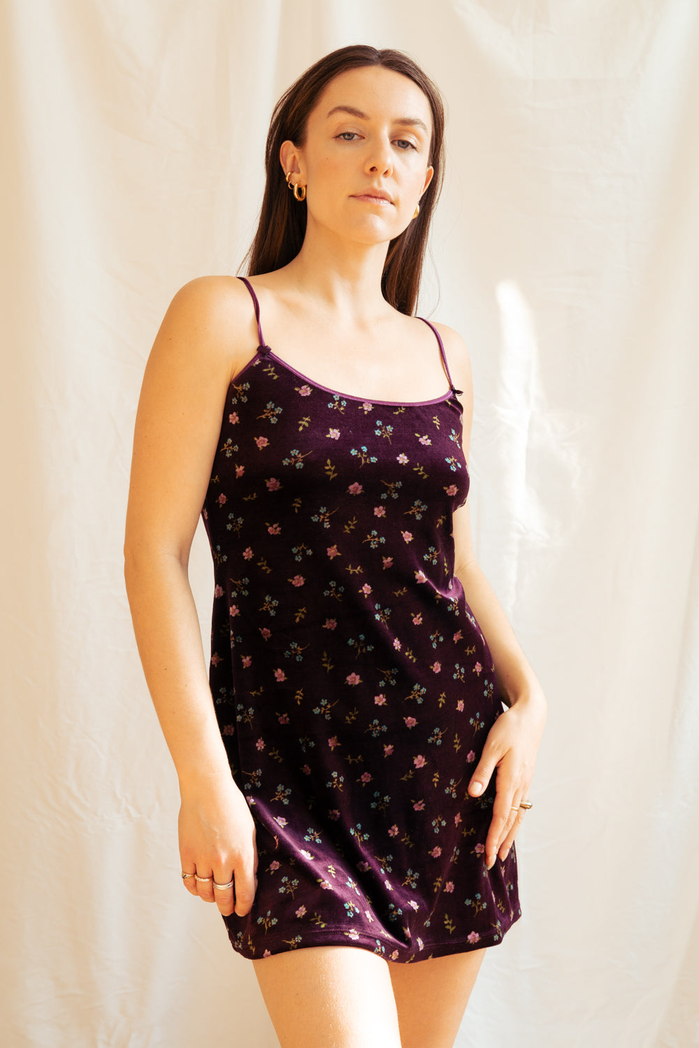 Vintage 90’s Velvet Floral Print Dress