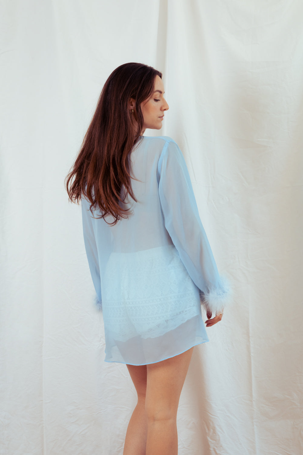 Vintage Sheer Cardigan with Feathers