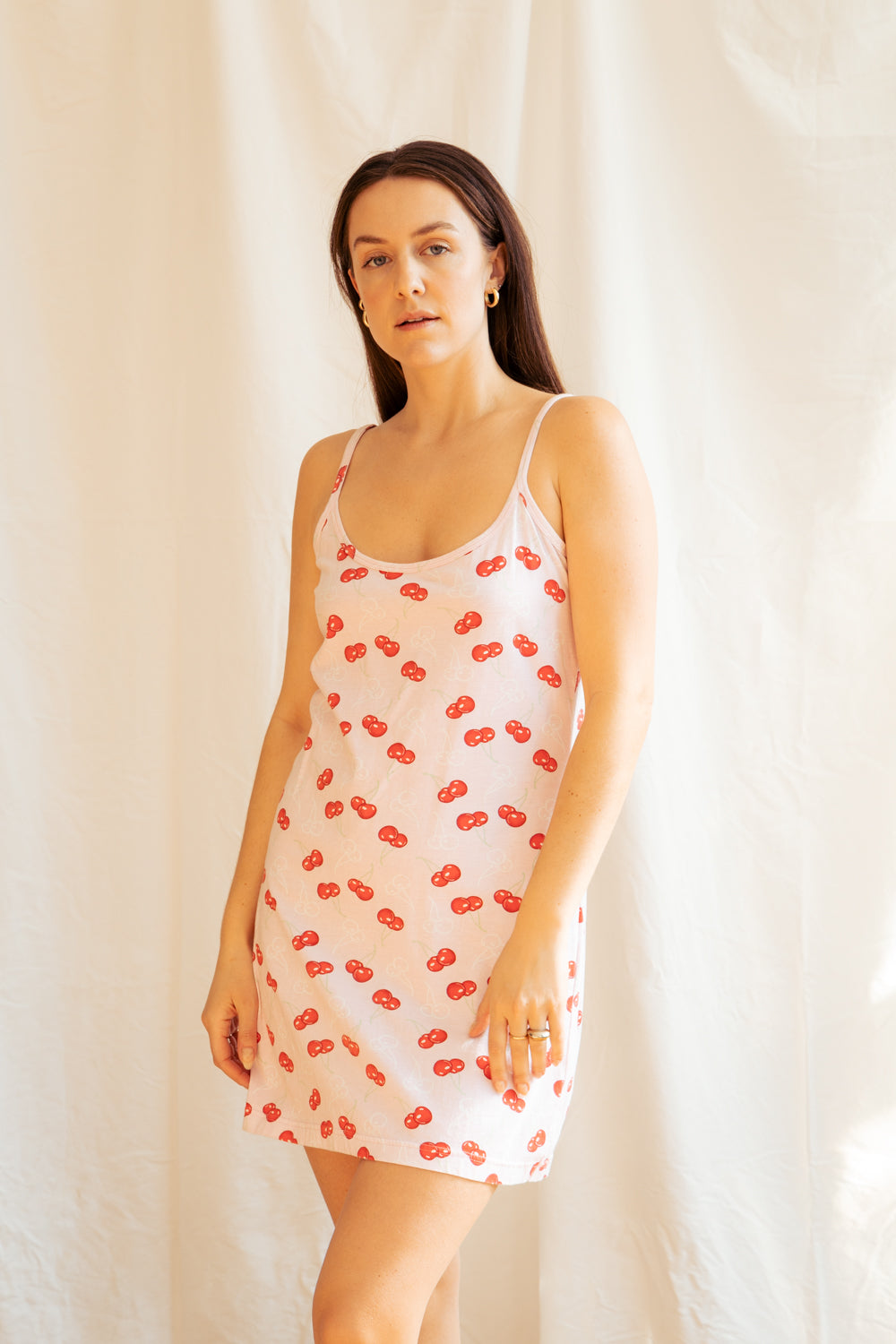 Vintage Y2K Cherry Print Slip Dress