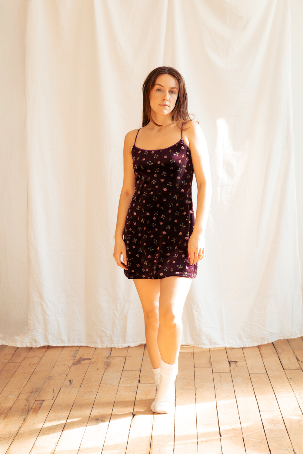 Vintage 90’s Velvet Floral Print Dress