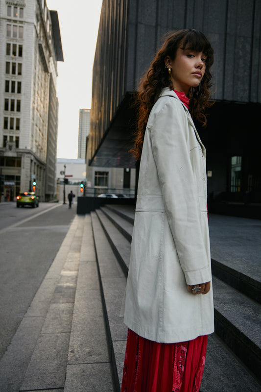 Vintage White Leather Jacket