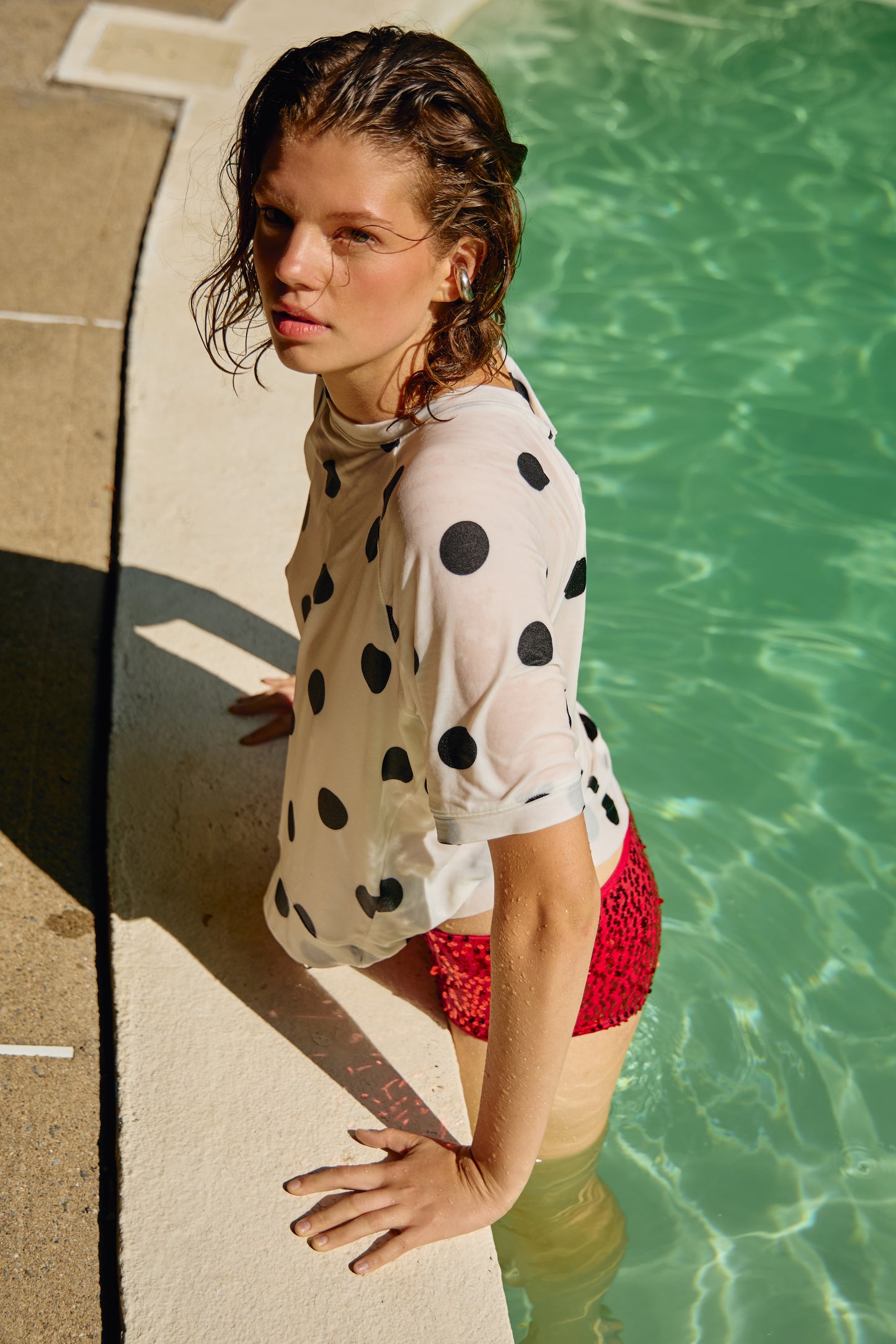 Red Sequin Short Shorts