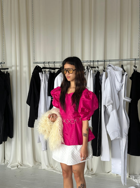 Vintage 80s Pink Puff Sleeve Top