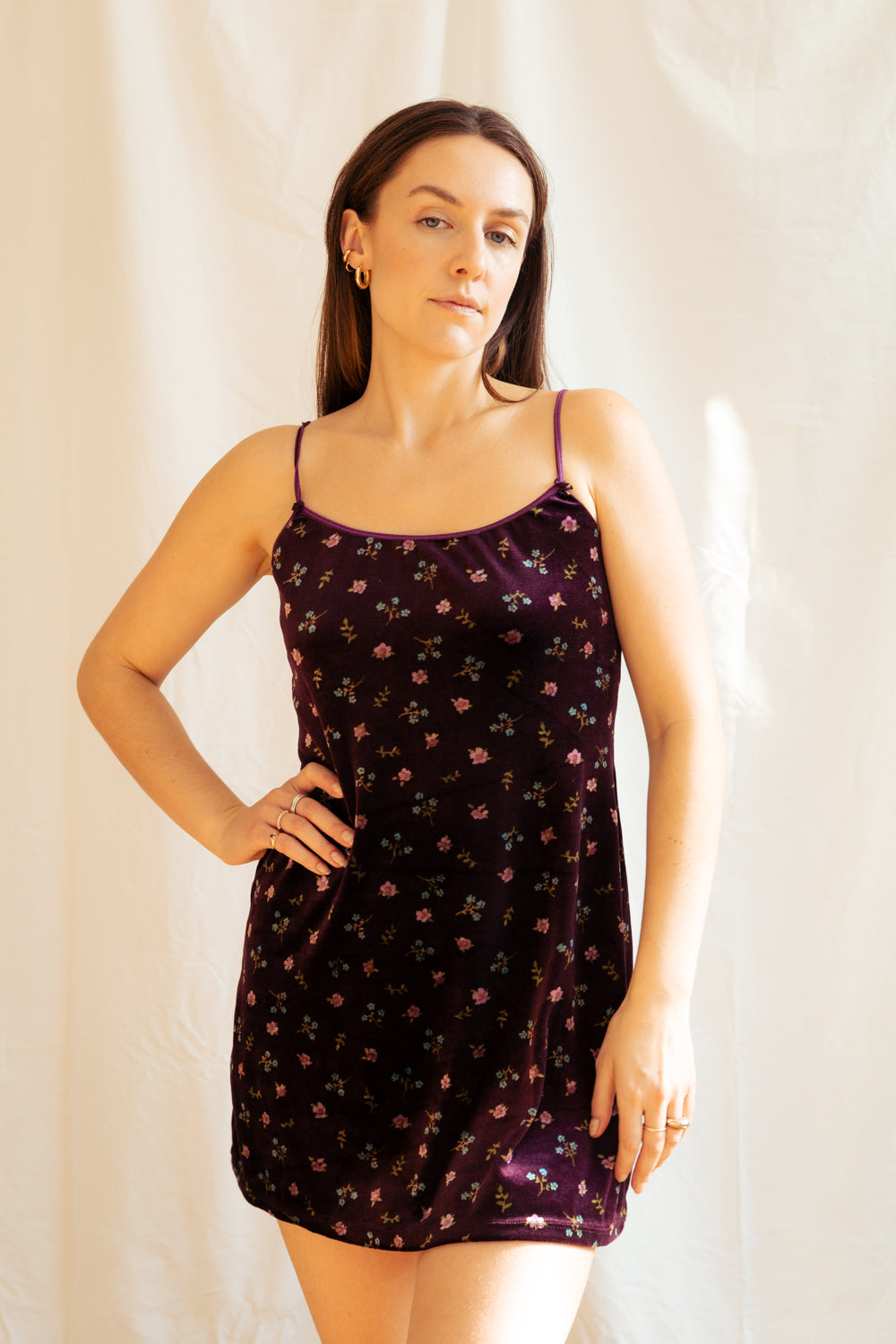 Vintage 90’s Velvet Floral Print Dress