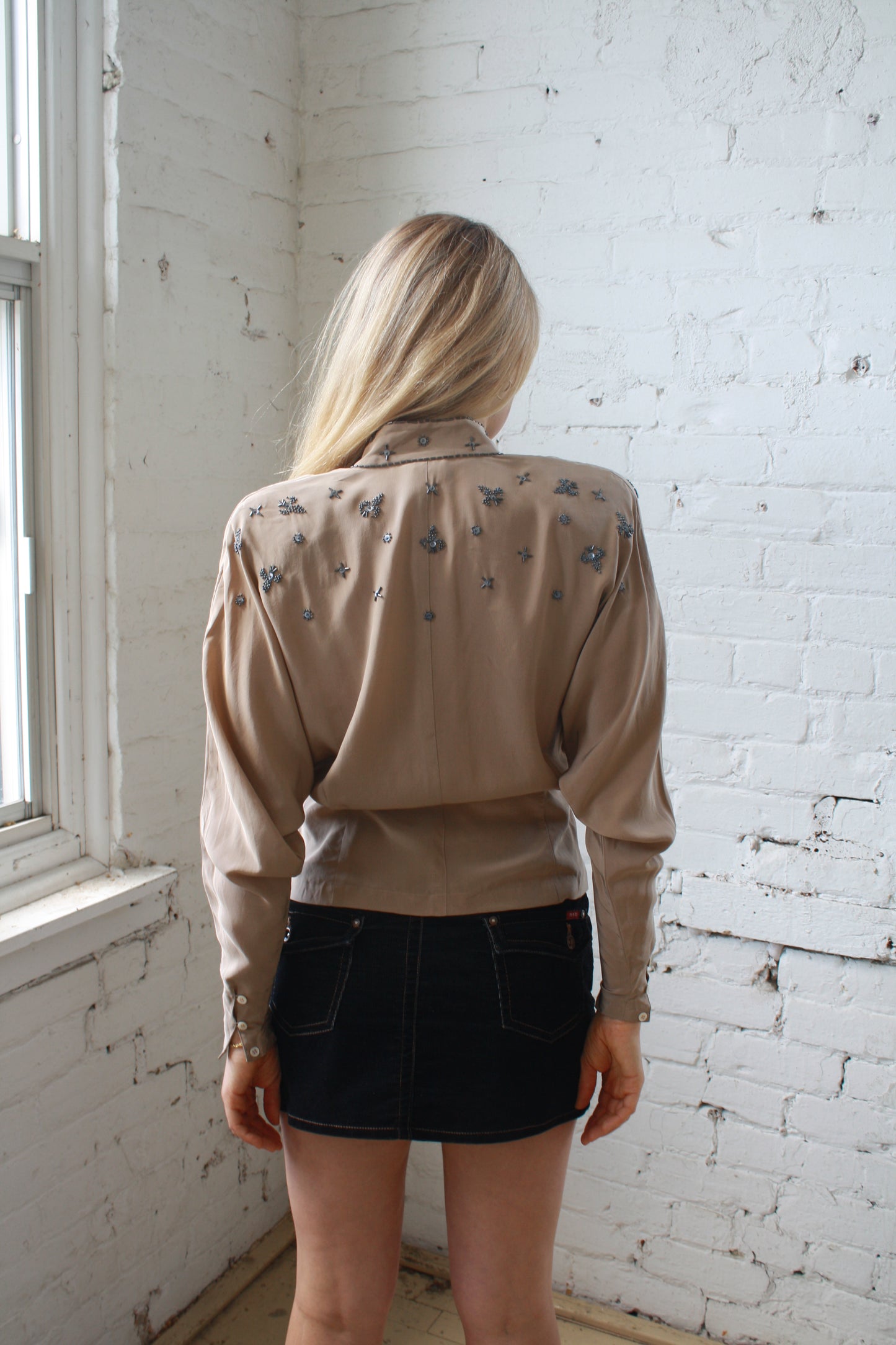 Vintage 80's silk beaded blouse