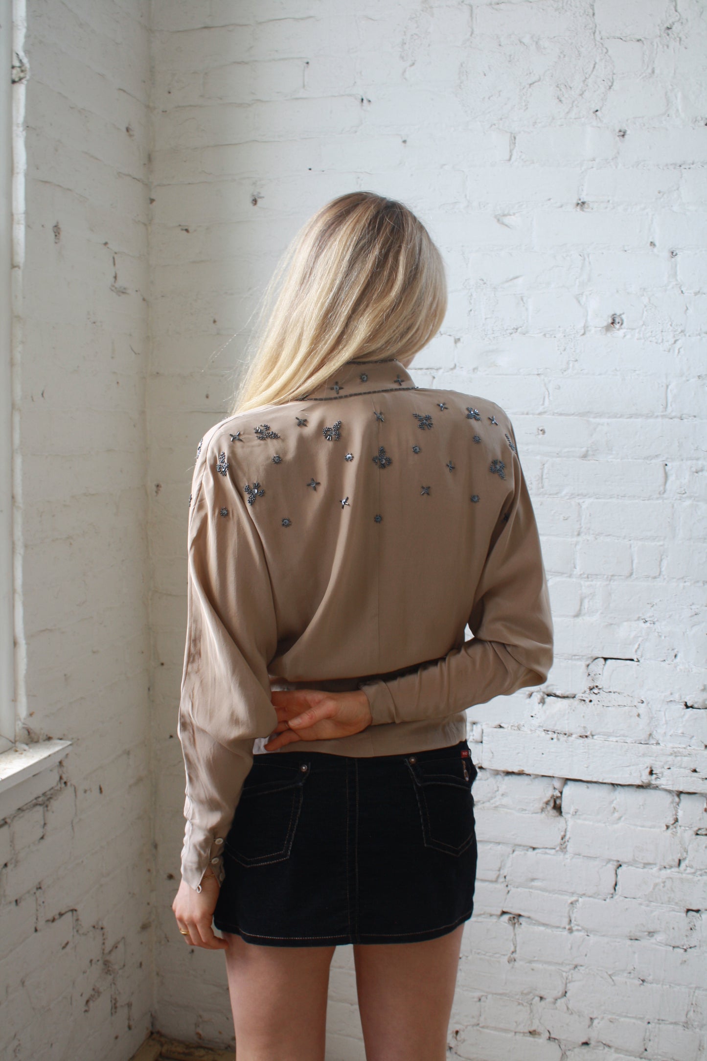Vintage 80's silk beaded blouse