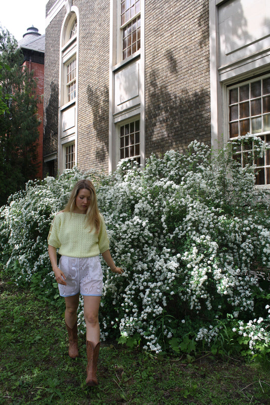 Up-cycled handmade lace shorts