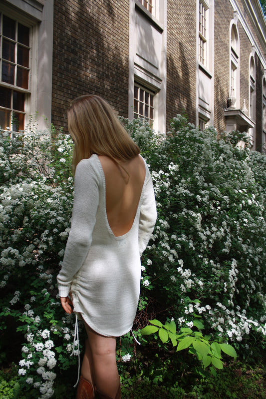 Vintage long sleeve white knit dress