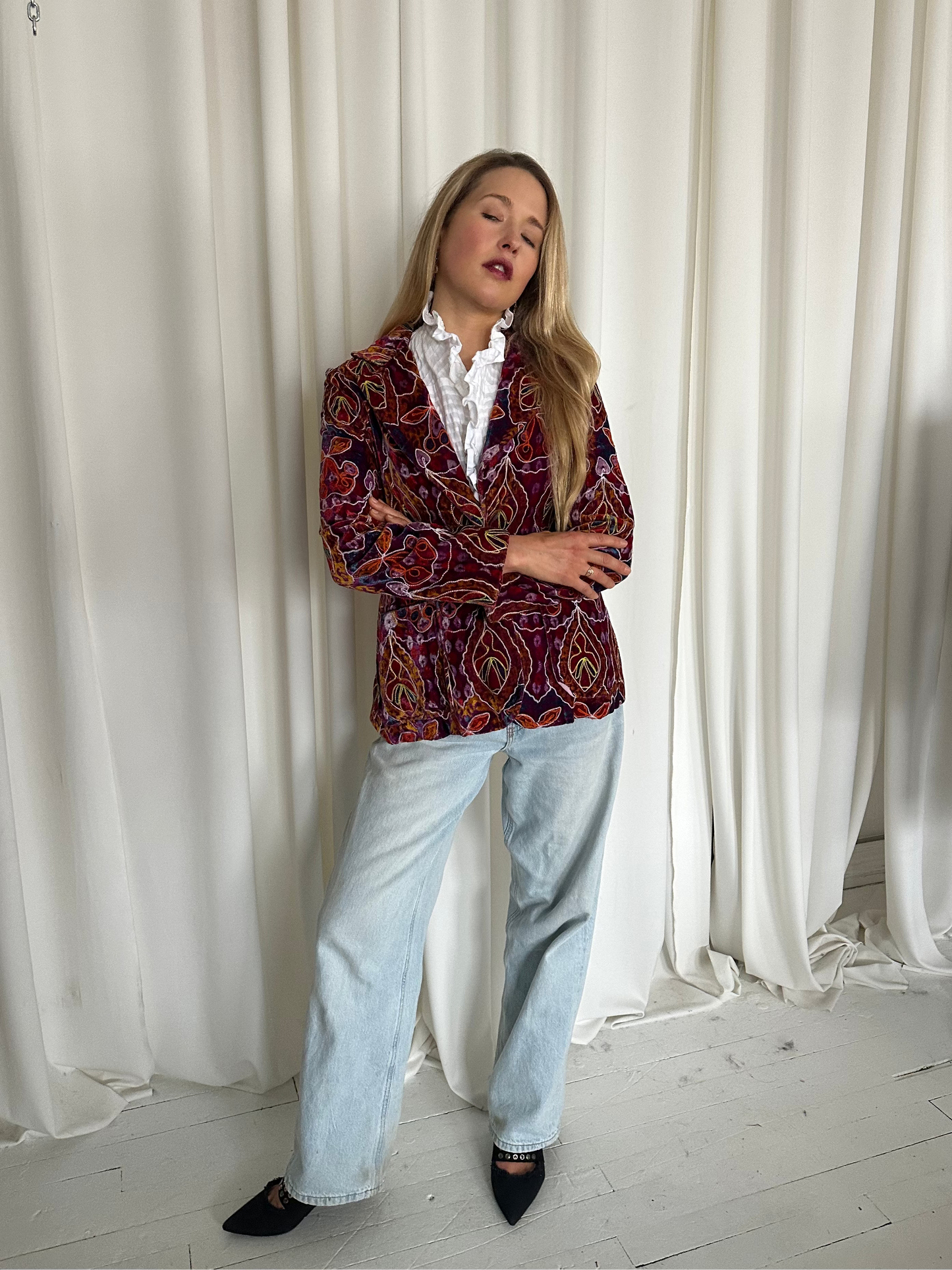 Vintage One-of-One Velvet Embroidered Blazer