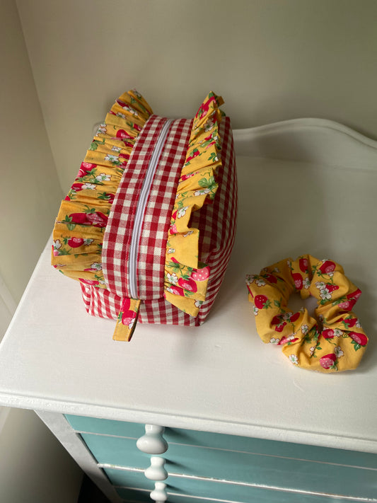 Large makeup bag - red and white