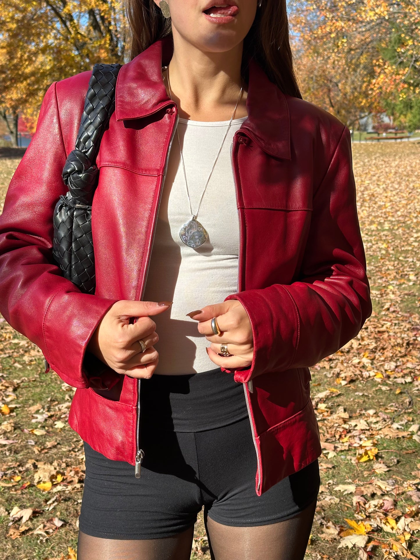 Vintage 2000's Red Leather Jacket