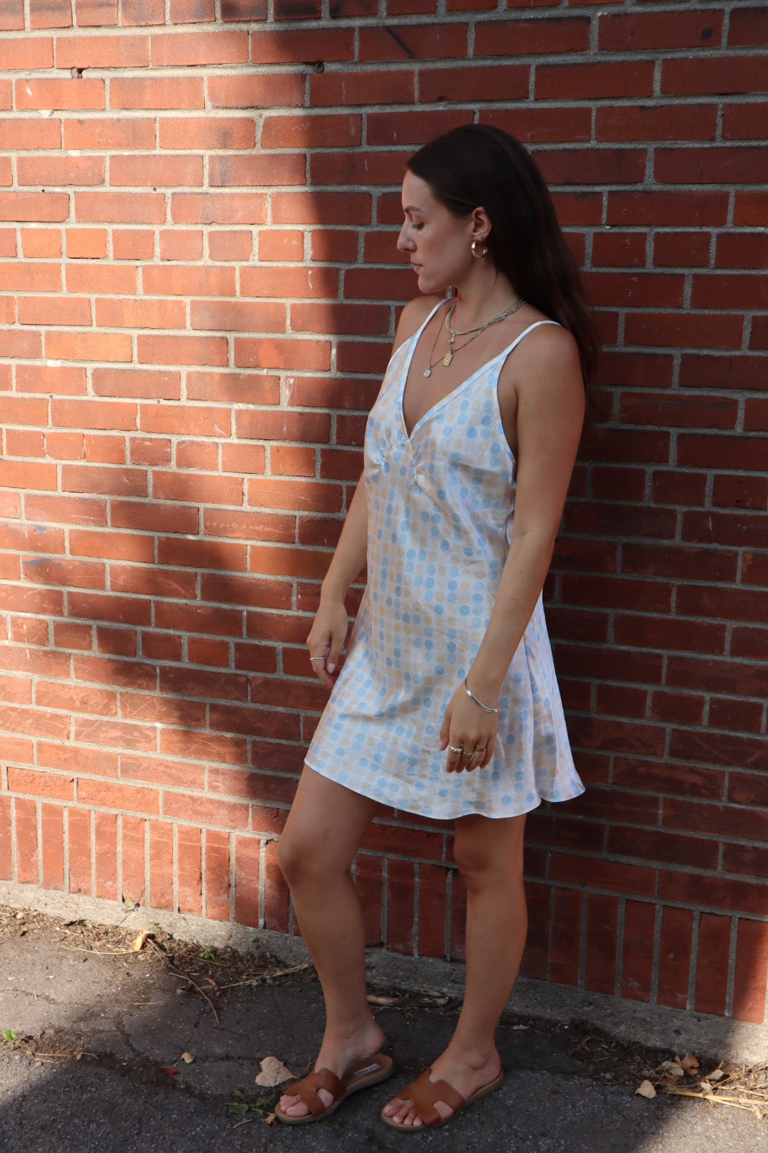 Vintage Y2K polka dot slip dress