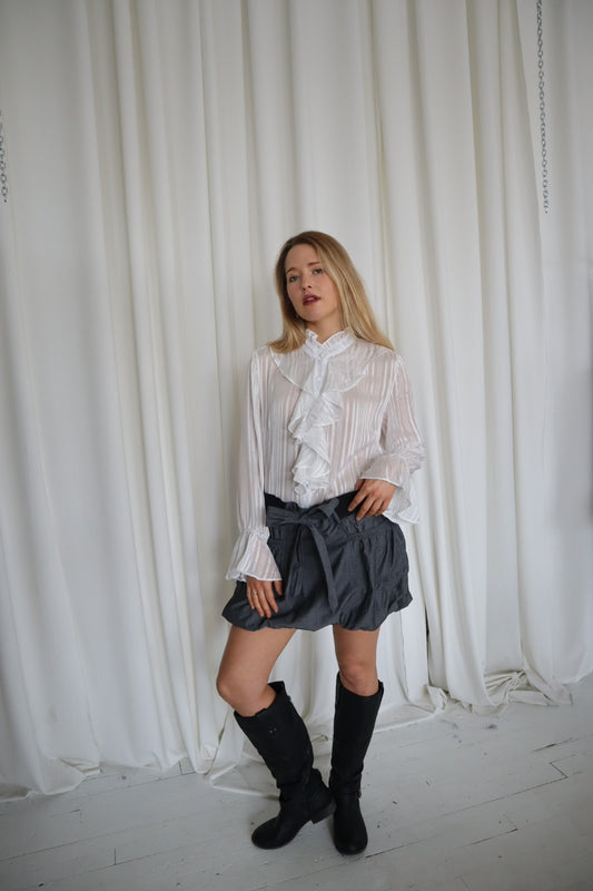 Vintage Y2K Charcoal Bubble Mini Skirt