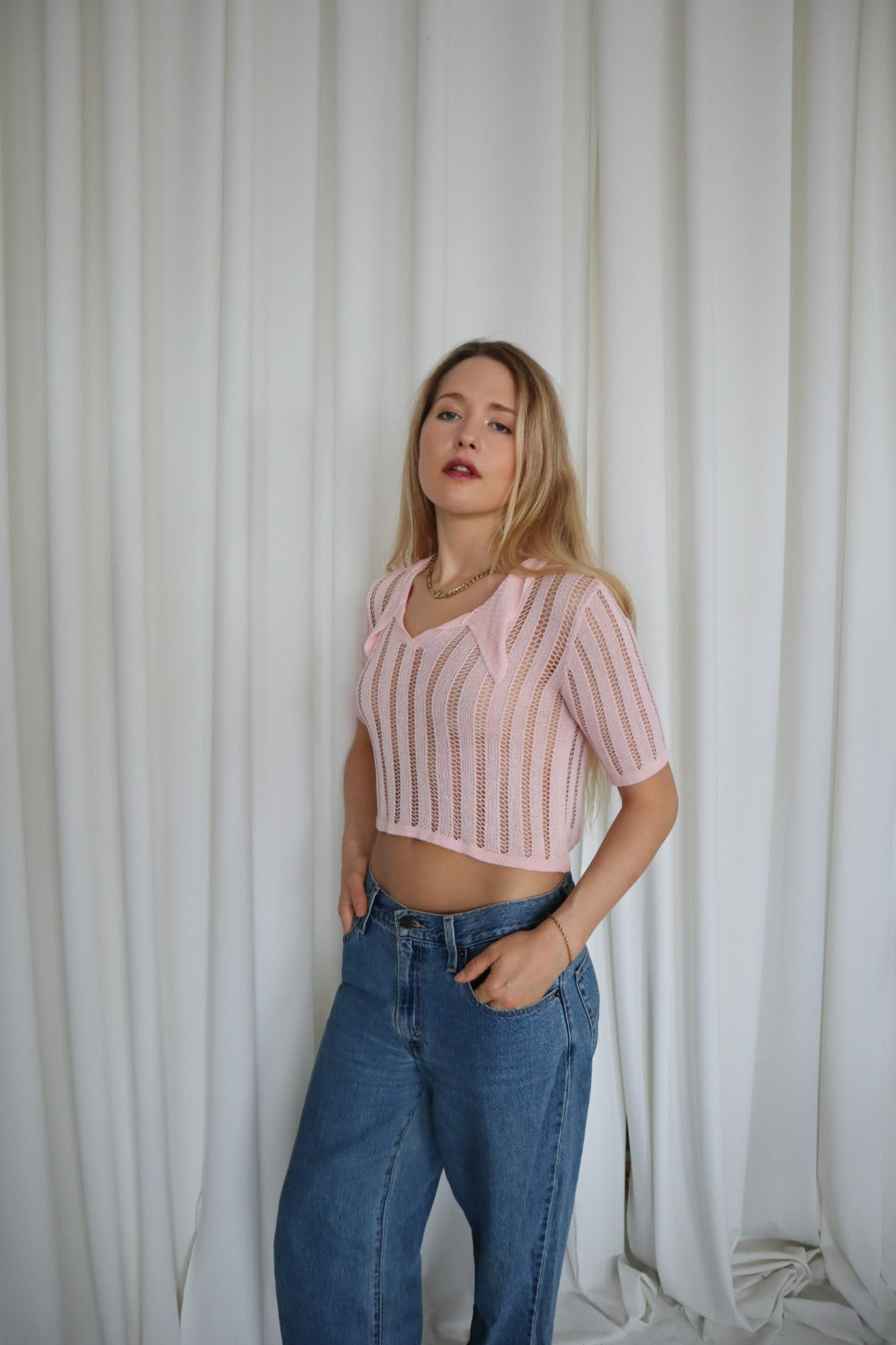Vintage 70's Pink Knit Top