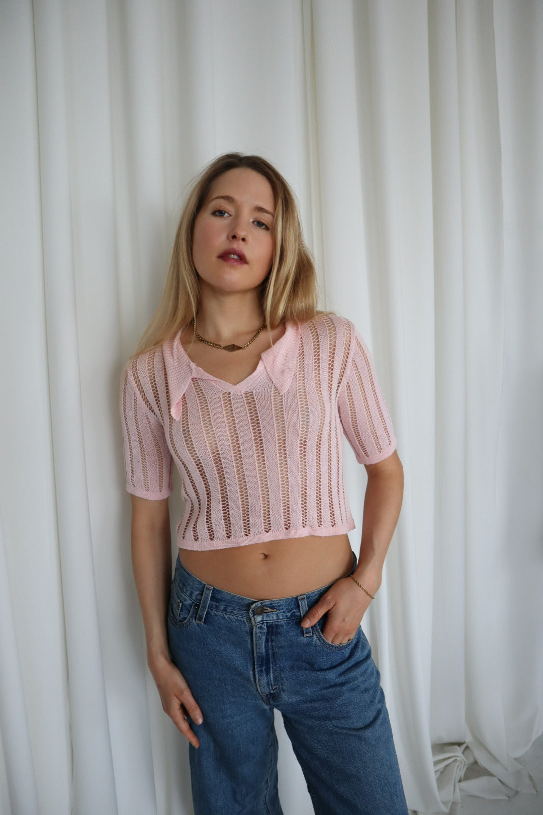 Vintage 70's Pink Knit Top