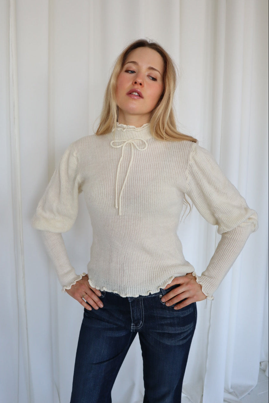 Vintage High-Neck Knit Sweater