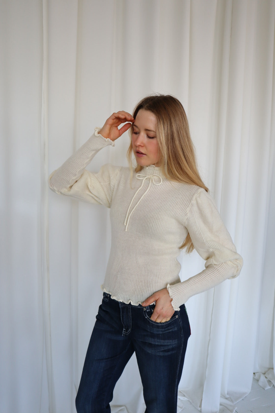 Vintage High-Neck Knit Sweater