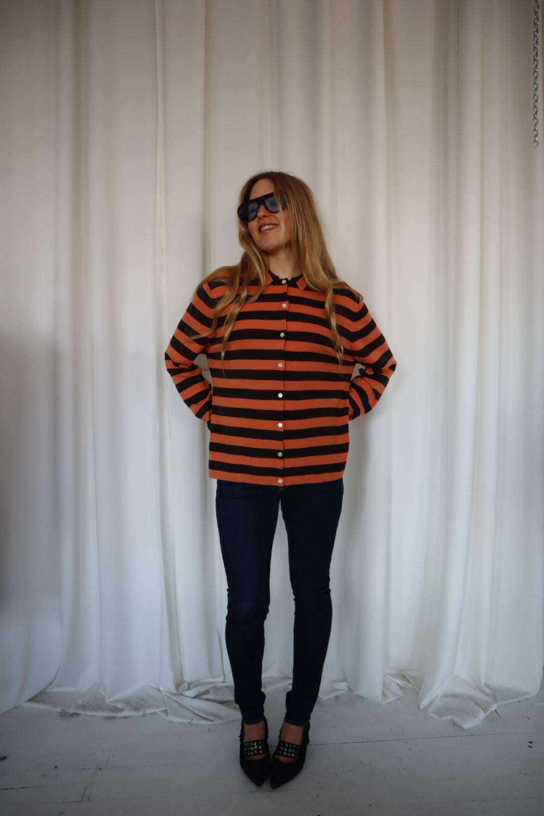 Vintage Striped Long Sleeve Polo